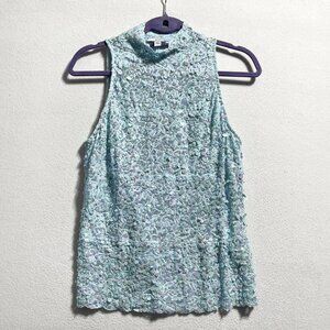 Vintage Cach’e blue sequin lace tank top size L